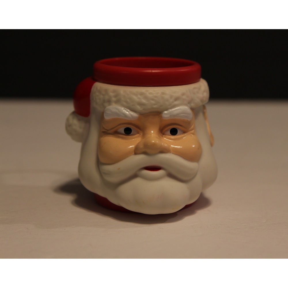 Vintage Christmas Santa Claus Head Face Plastic Mug Cup Pre-Owned (V)